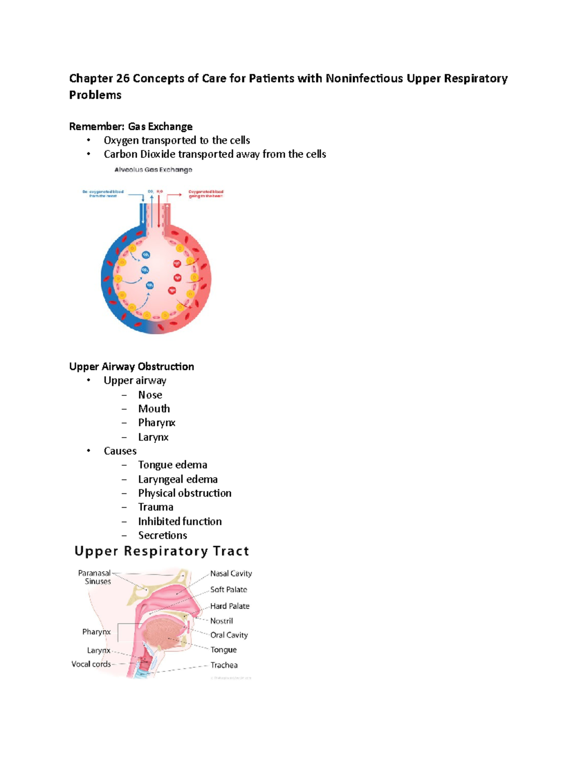 Ch 26 Care for Pts with Noninfectious Upper Respiratory Problems
