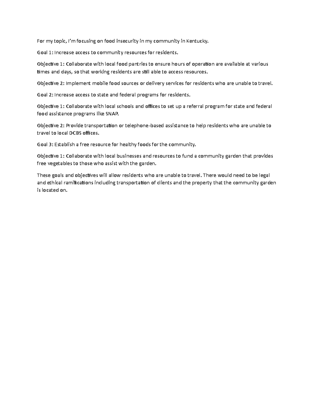 Discussion 4 - For my topic, I’m focusing on food insecurity in my ...