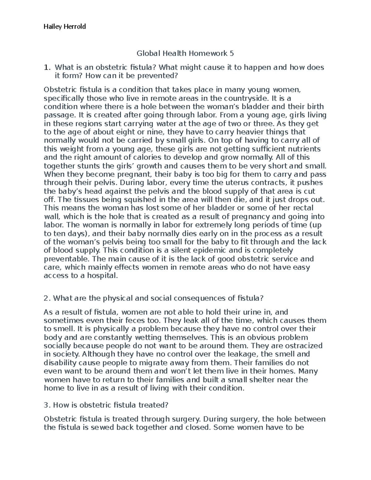 Global Health Homework 5 - Hailey Herrold Global Health Homework 5 What ...