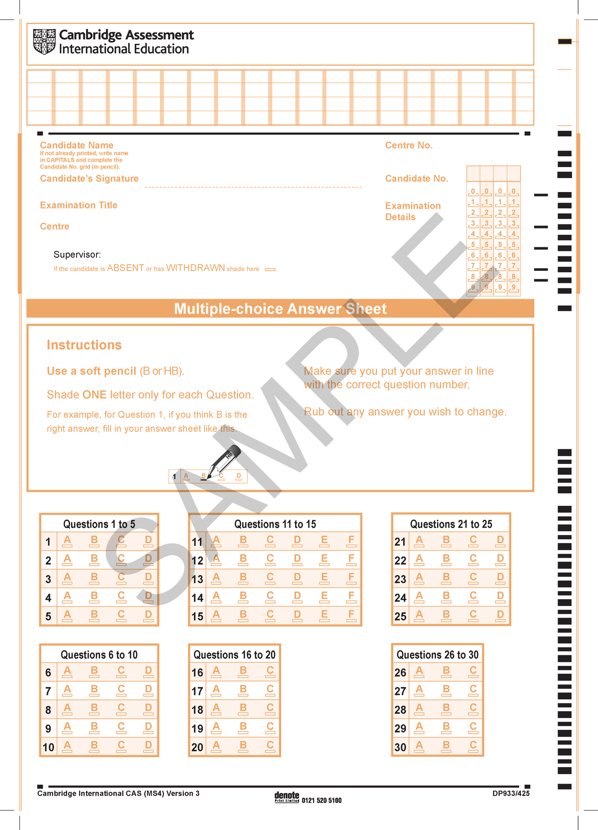 607972 supplementary multi choice answer sheet for foreign languages ...