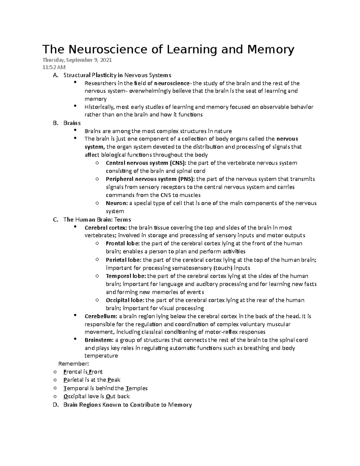 Learning And Memory Ch. 2 - The Neuroscience Of Learning And Memory ...