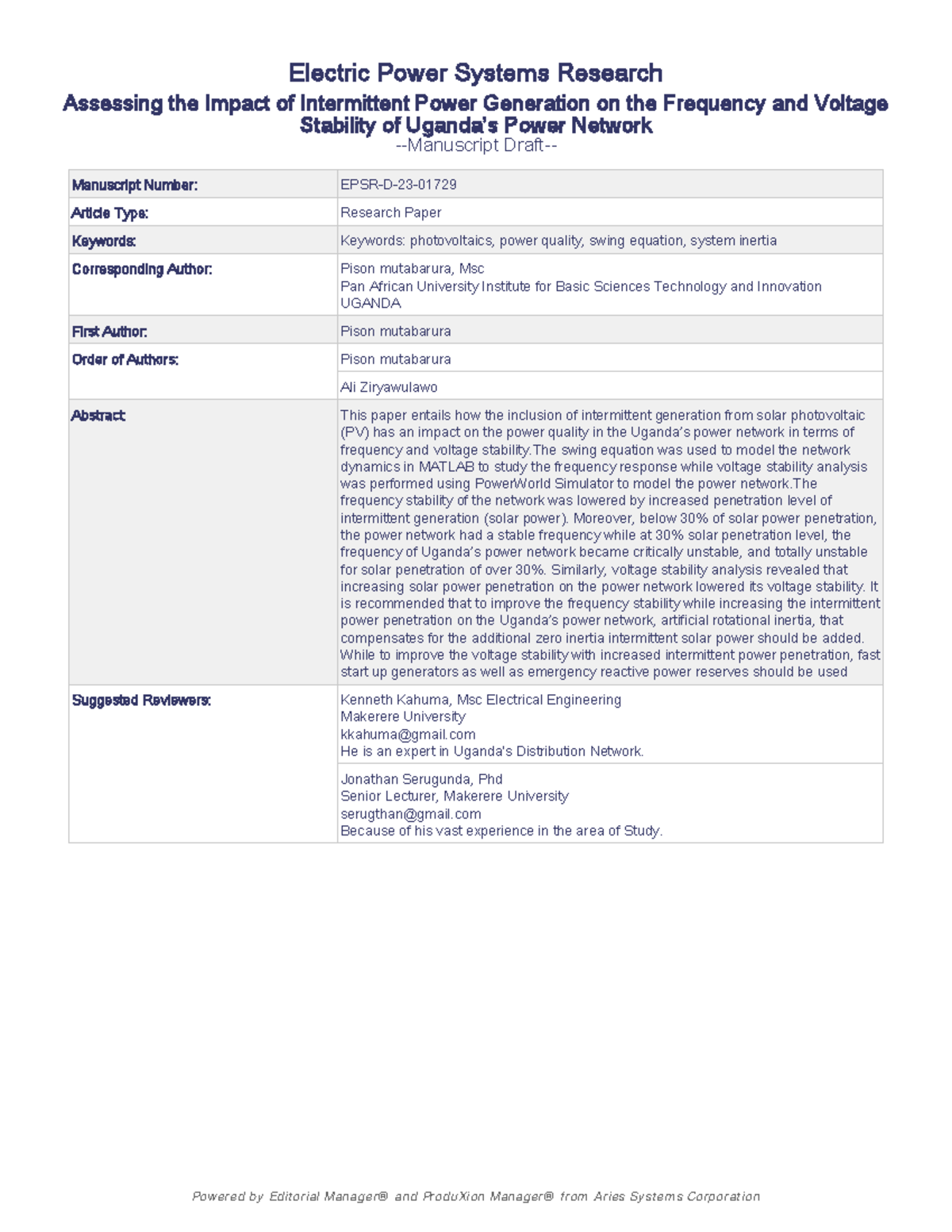 EPSR D 23 01729 - notes - Electric Power Systems Research Assessing the ...