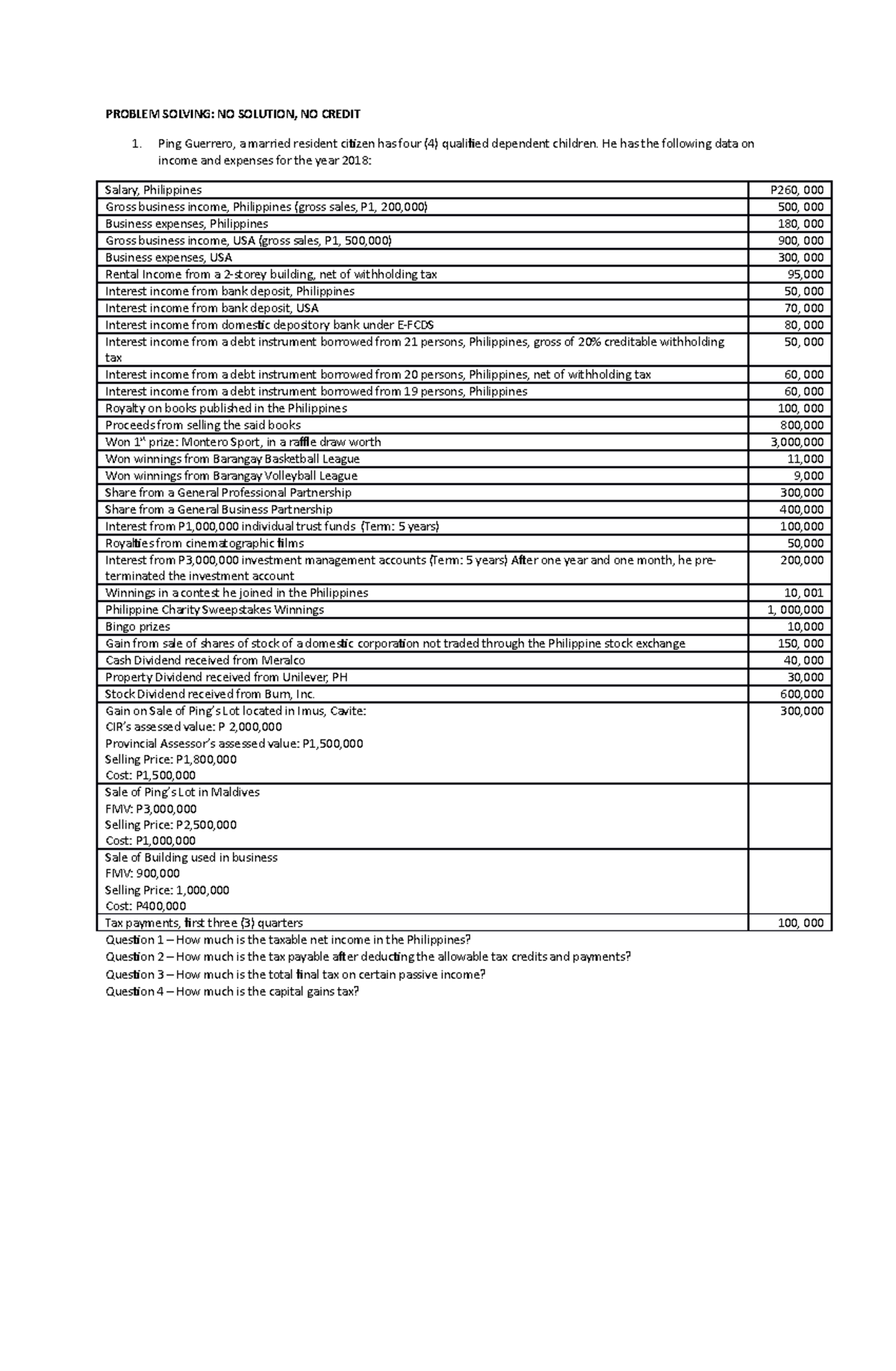 Finma - Exercise on Income Tax - Withholding Tax and Graduated Income ...