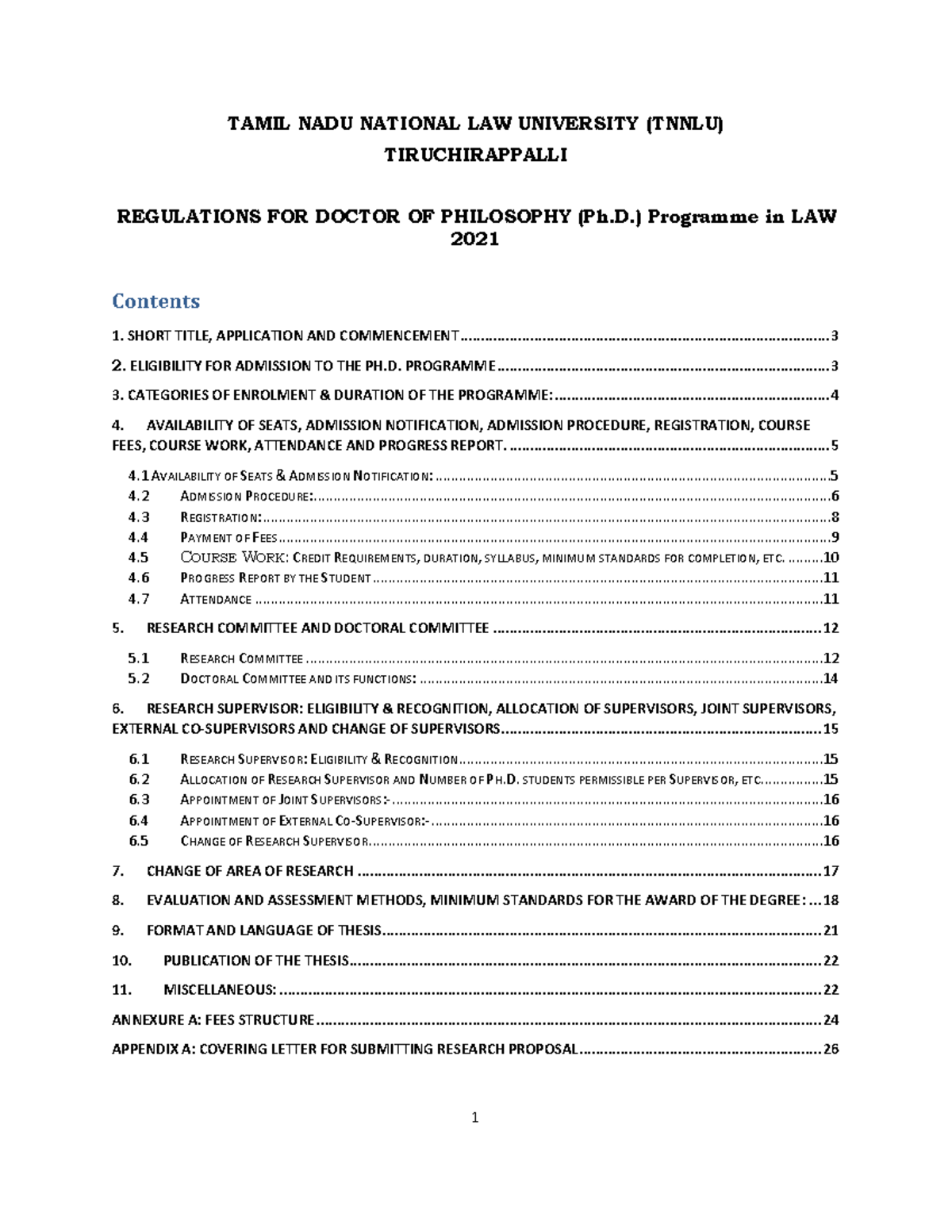 Annexure 20- Tnnlu Ph.D. Regulations 2021 - TAMIL NADU NATIONAL LAW ...