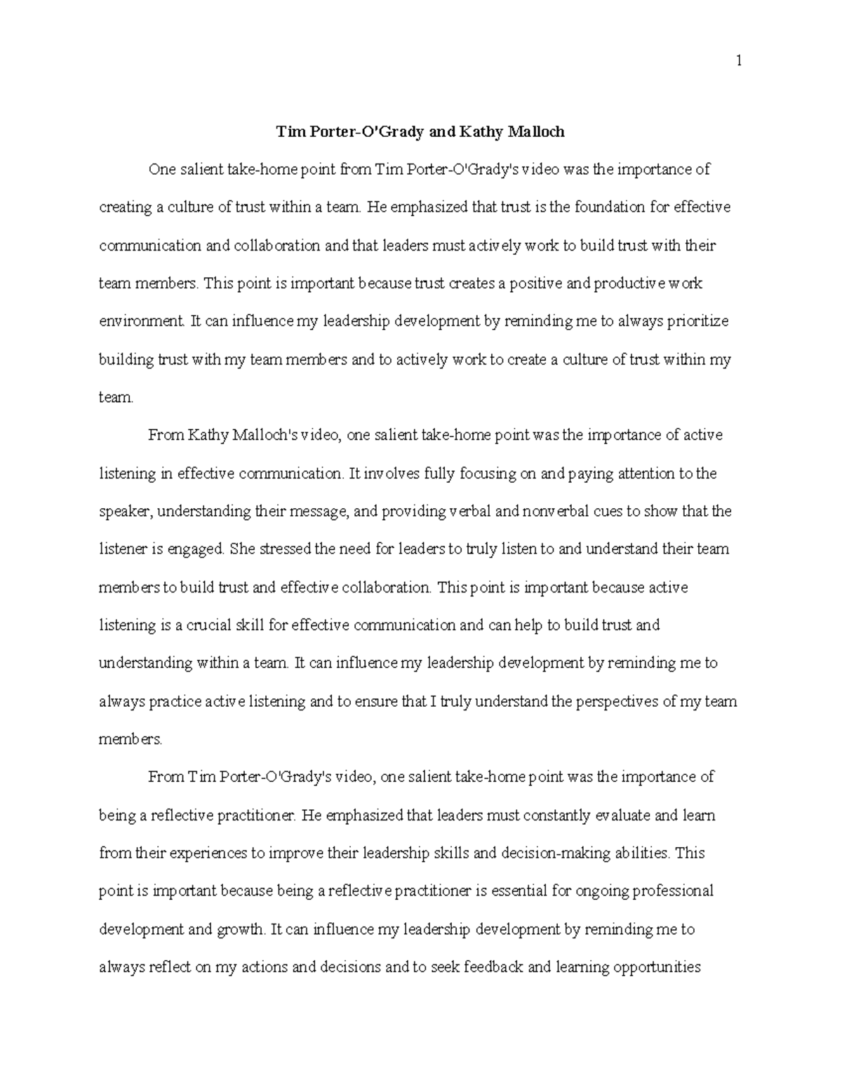 Tim PorterO'Grady and Kathy Malloch by Study 1 Tim PorterO