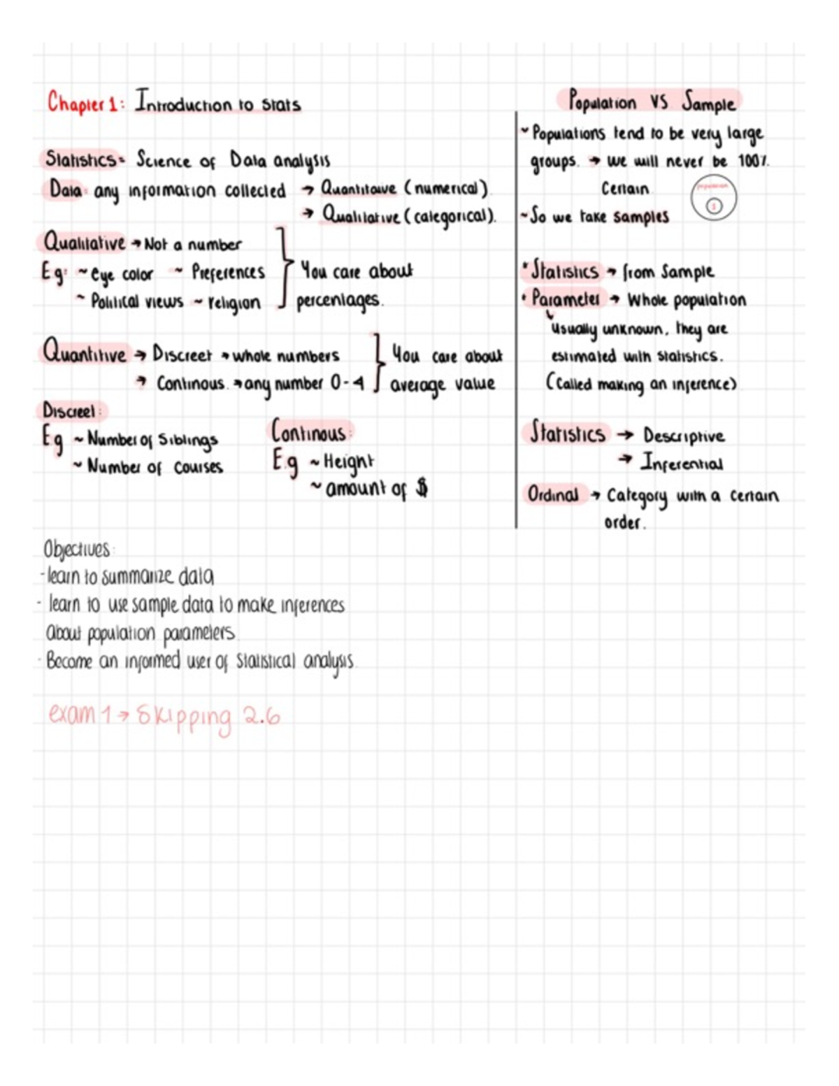 Stast CH 1 - Chapter one intro to Statistics lecture notes - STA 2023 ...