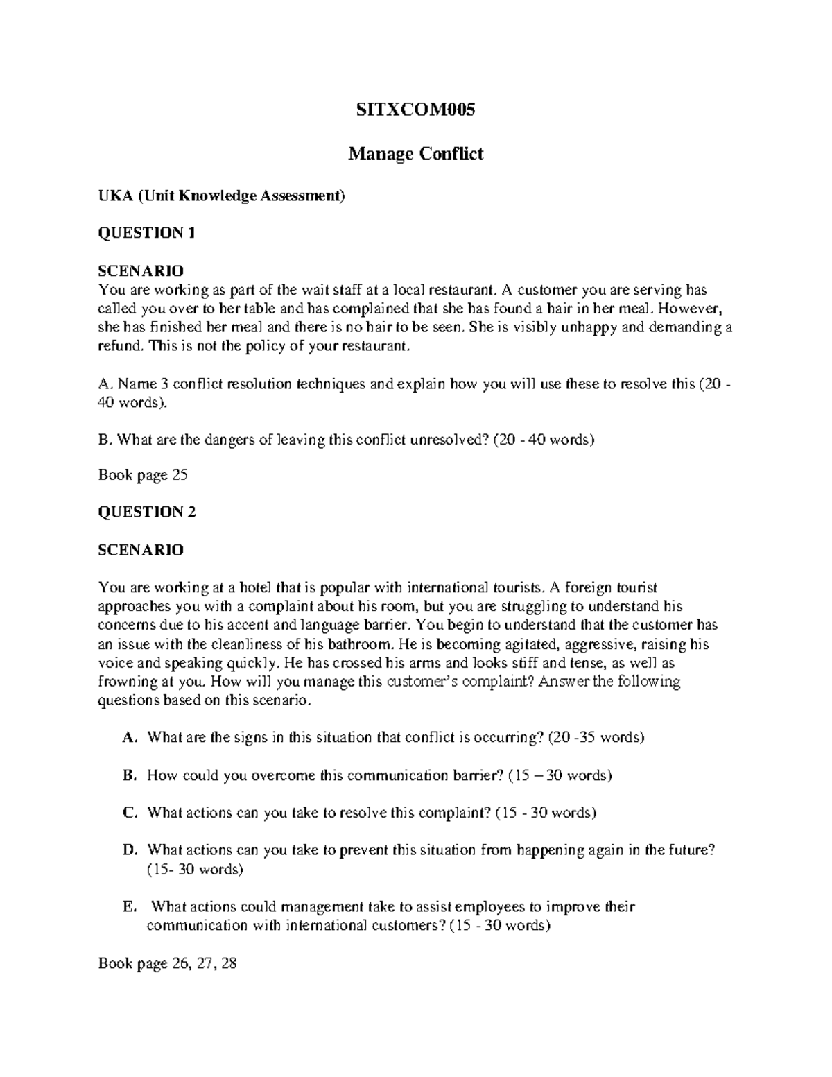 Sitxcom 005 UKA Ans Usa Guidlines - SITXCOM Manage Conflict UKA (Unit ...