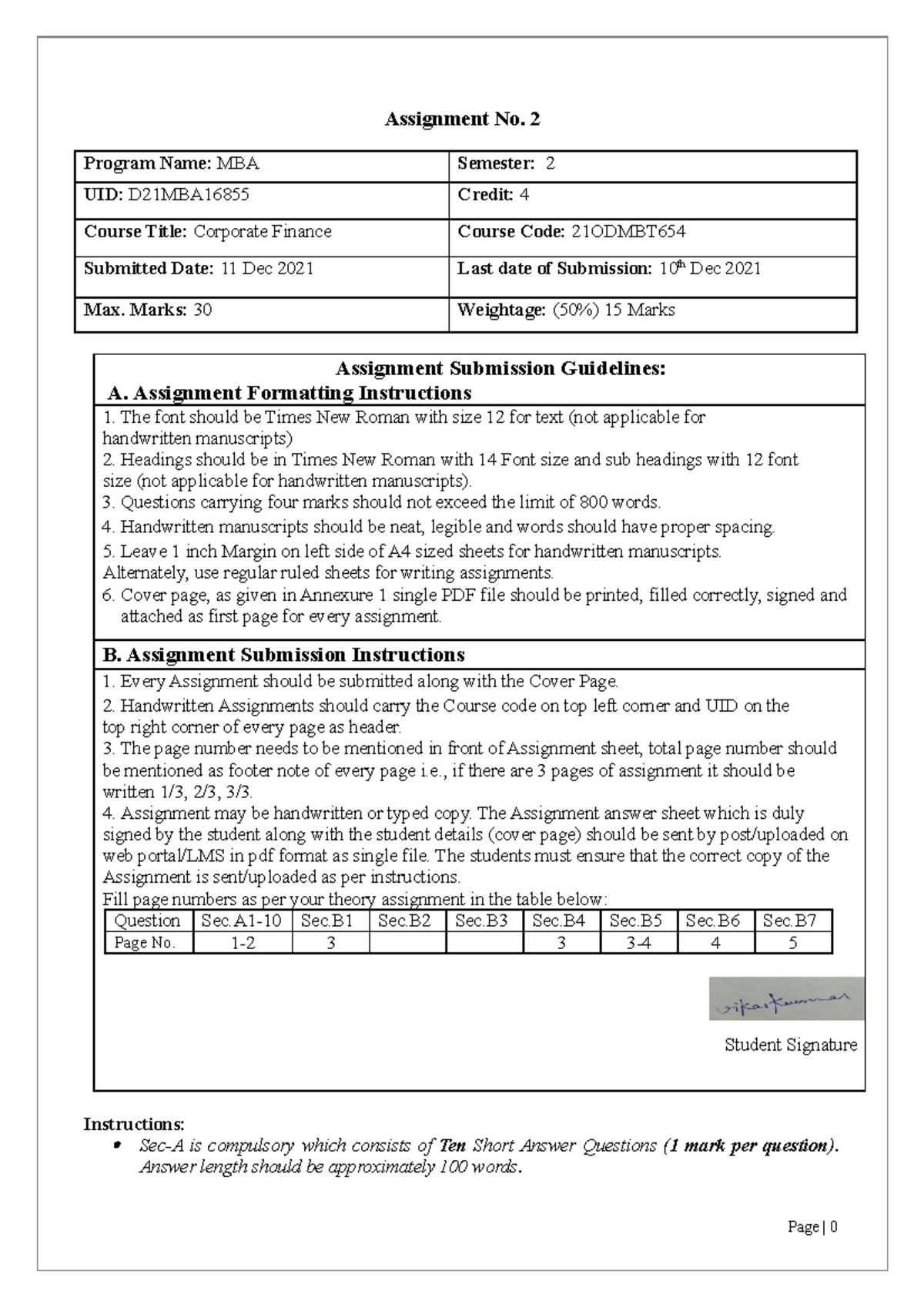 advanced corporate finance assignment