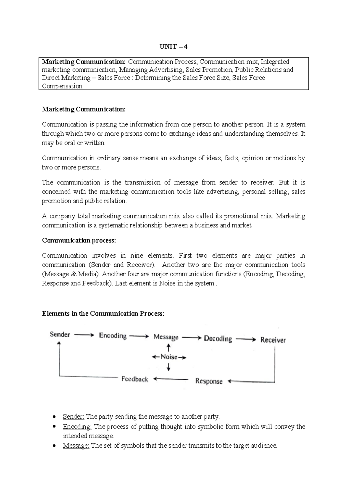 UNIT 4 unit 1 notes of managerial - UNIT – 4 Marketing Communication ...