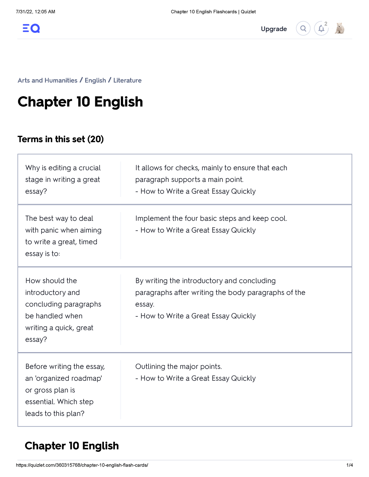 Chapter 10 English Flashcards Quizlet - Upgrade 2 Chapter 10 English ...