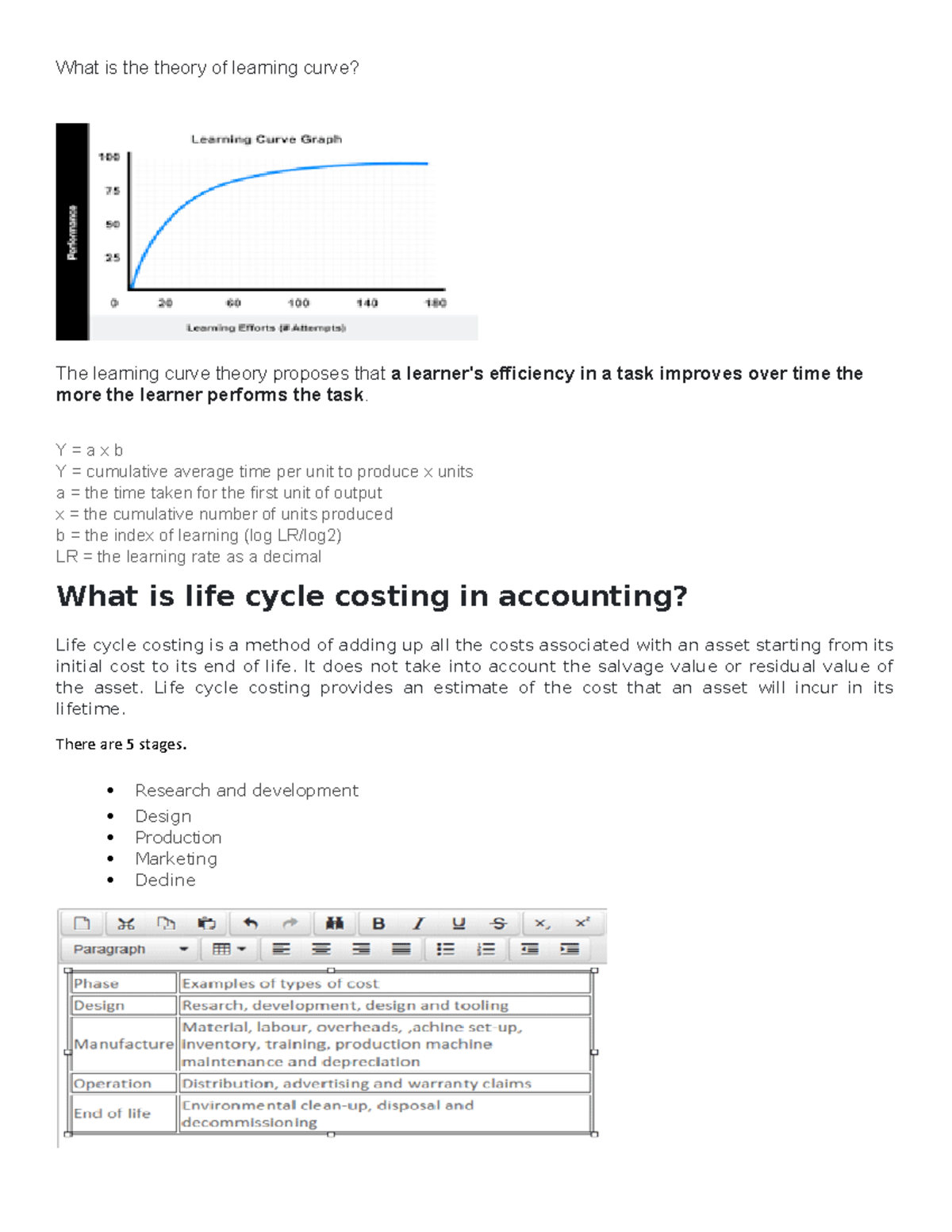 SMA - Notes - What is the theory of learning curve? The learning curve ...