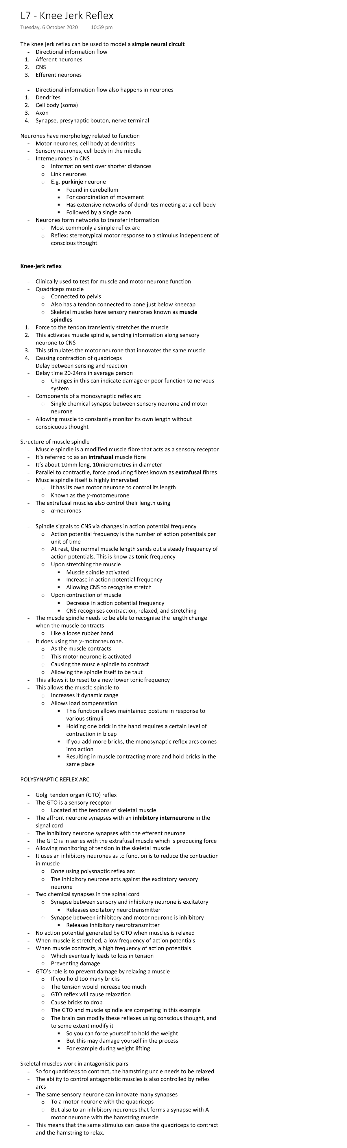 L7 Knee Jerk Reflex Lecture notes 7 The knee jerk reflex can be