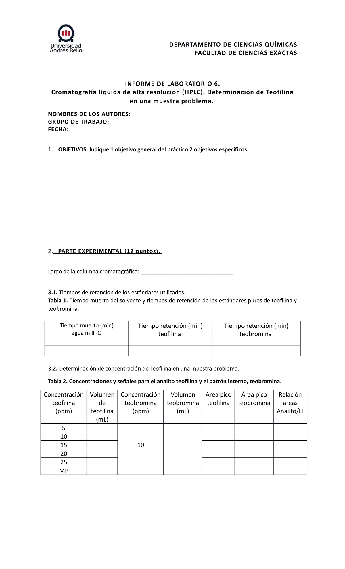 Informe 6 Analítica - Química Analítica E Instrumental - Universidad ...