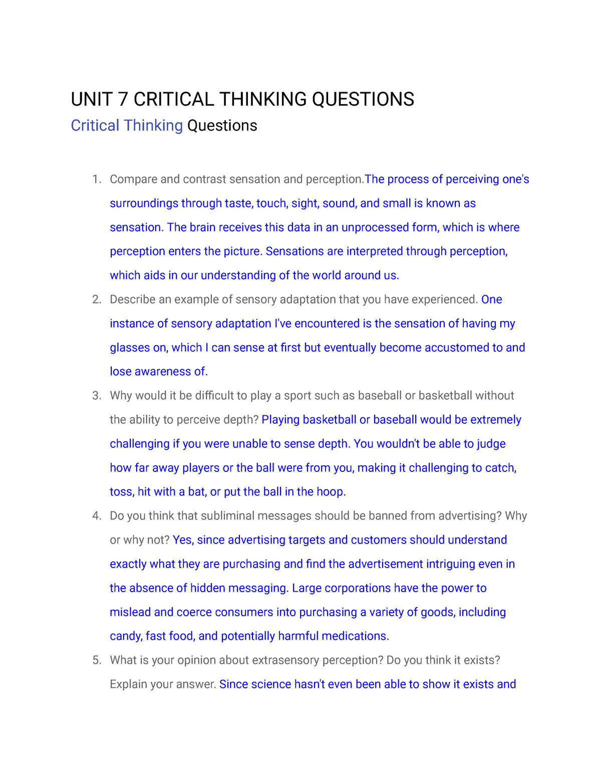 unit 7 critical thinking questions creative writing