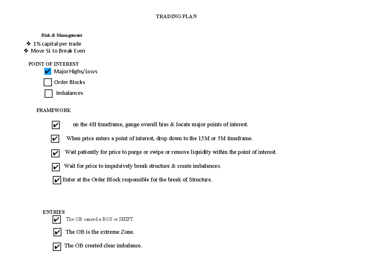 trading plan for easy and profitable trading - Risk & Management 1% ...