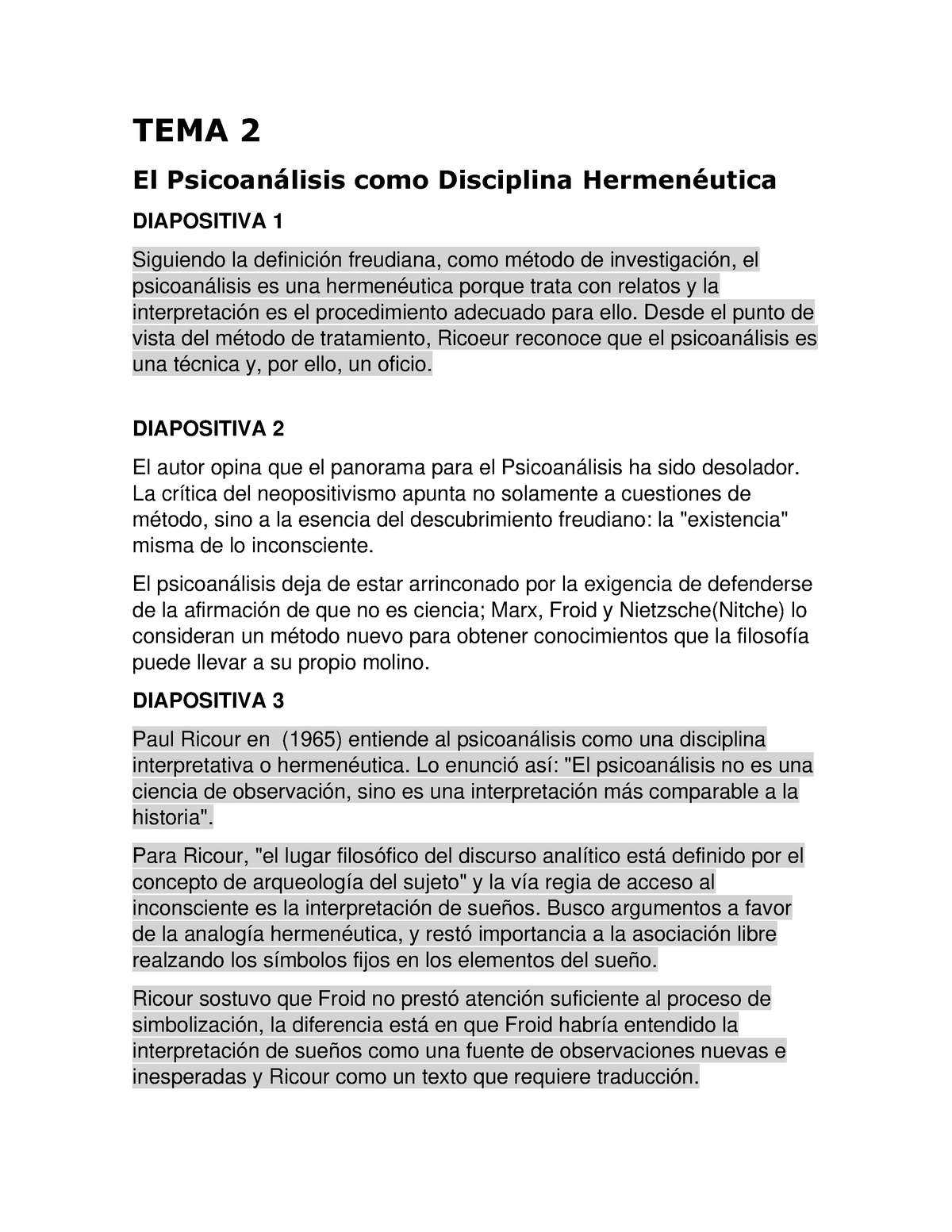 EPSTEMOLOGIA123 - TEMA 2 El Psicoan·lisis Como Disciplina HermenÈutica ...