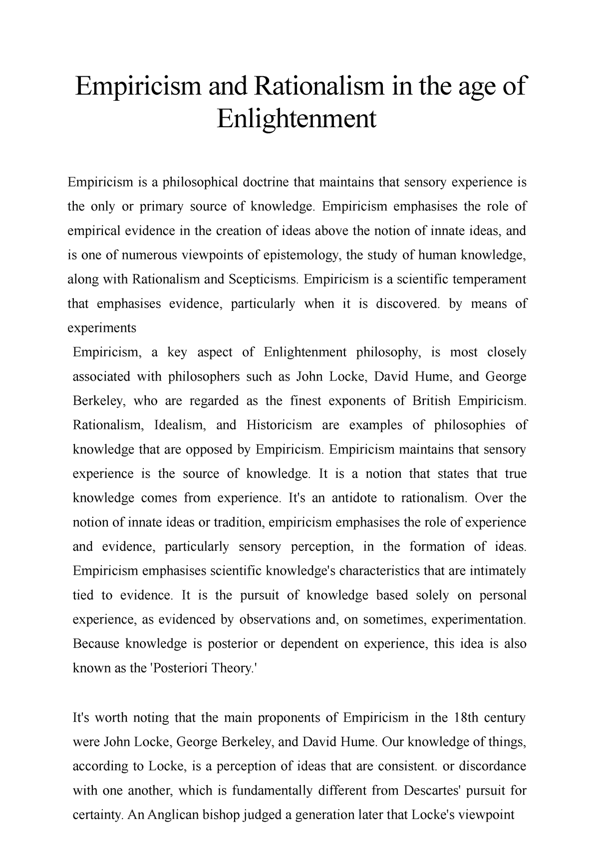 Empiricism And Rationalism In The Age Of Enlightenment - Empiricism And ...