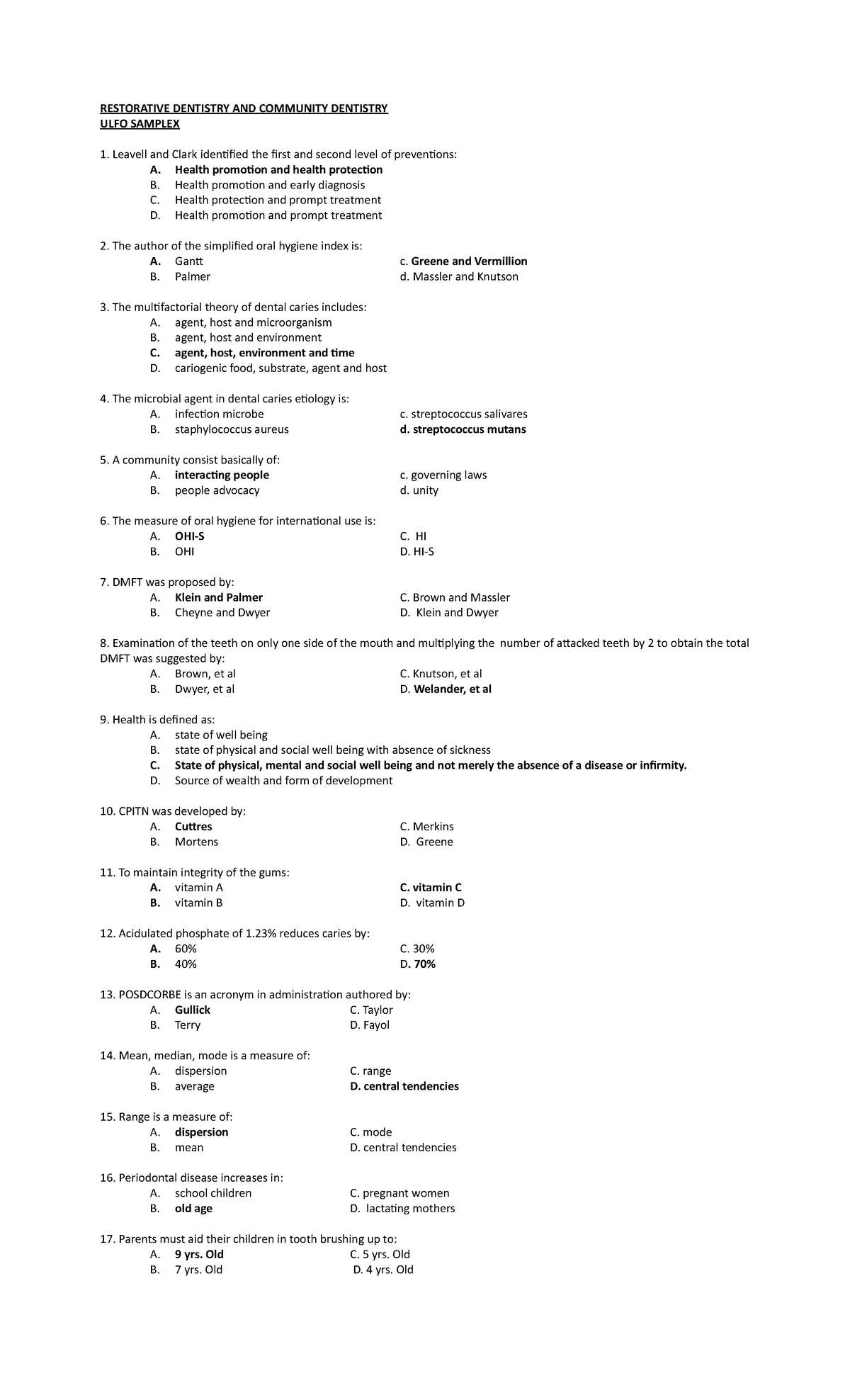 RESTO 1 ULFO SAMPLEX RESTORATIVE DENTISTRY AND COMMUNITY DENTISTRY