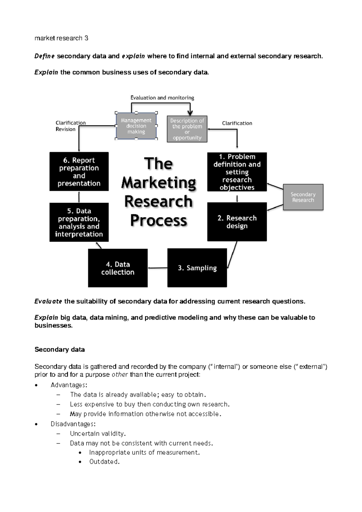 Mkt research 3 word Lecture note 3 market research 3 Define