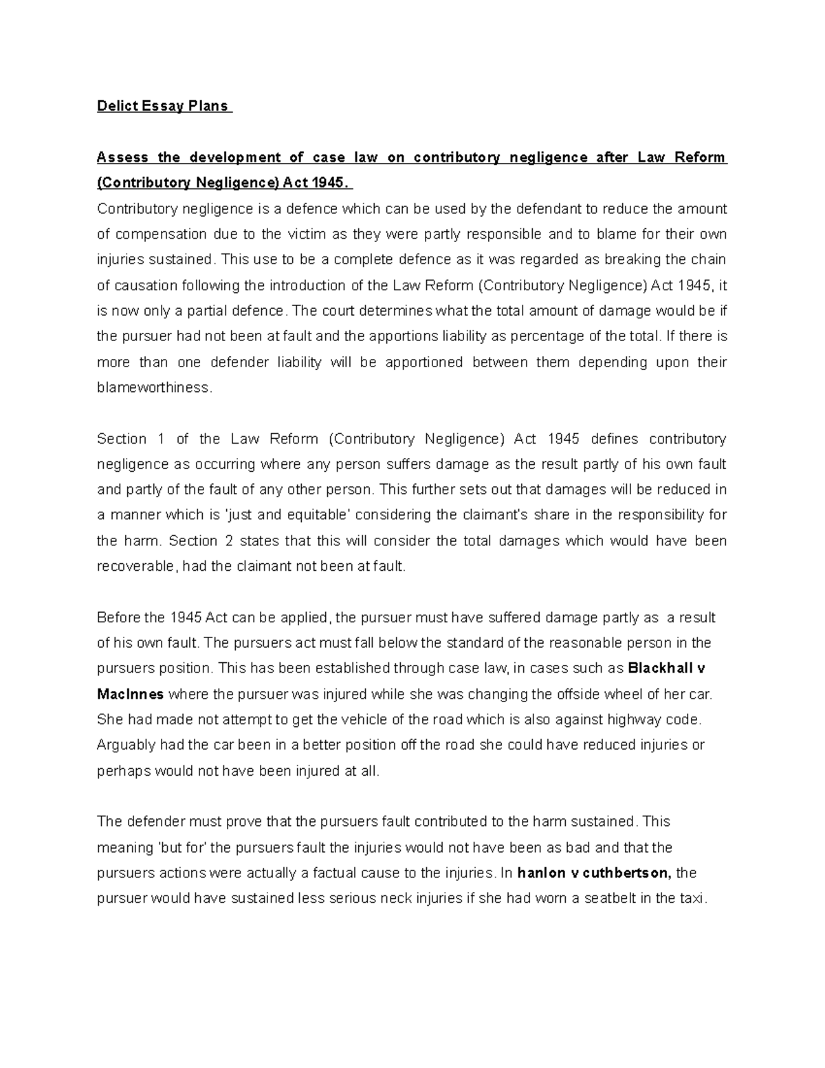 Contributory negligence essay picture