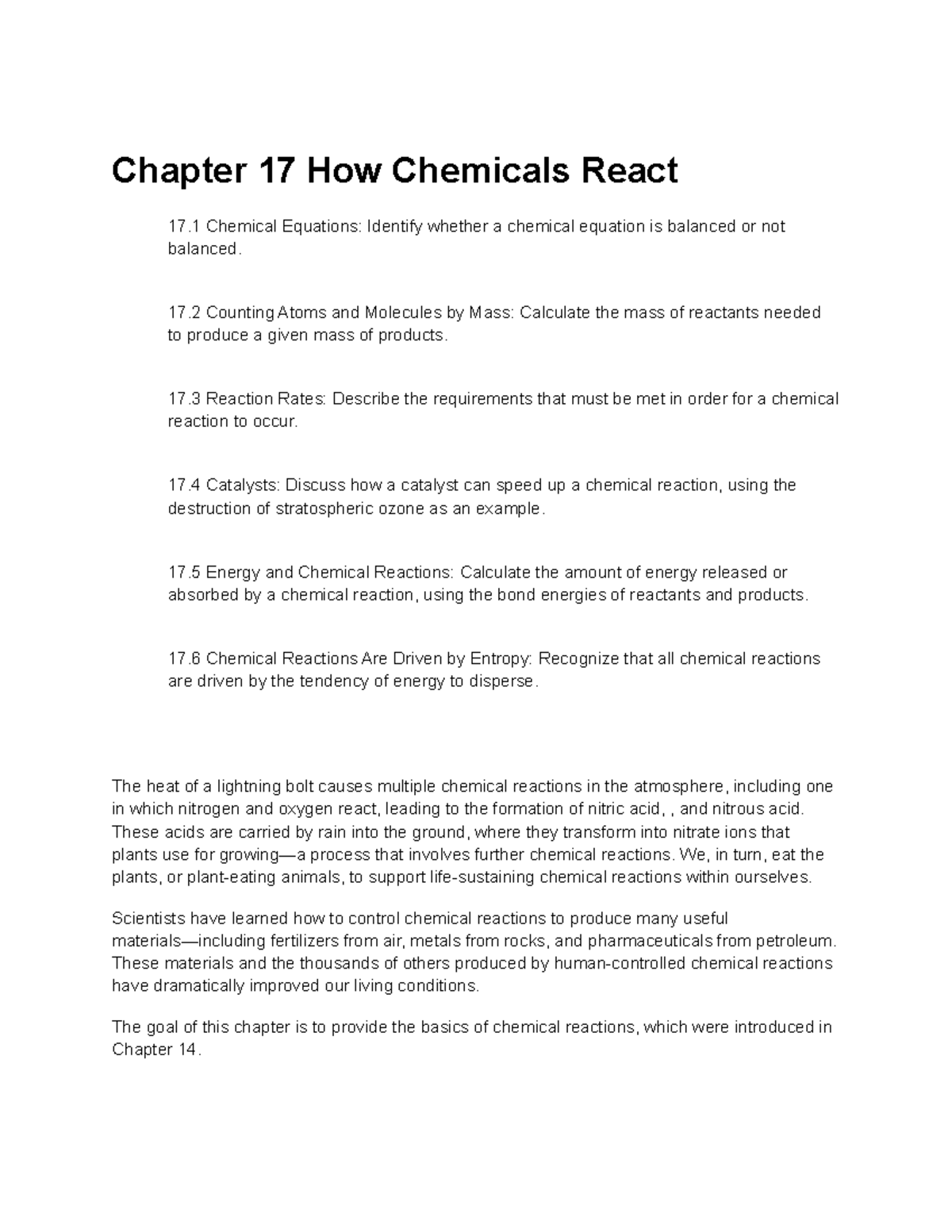 EDS CH. 17 - Obj, Ch.17.1 And Ch.17.2 - Chapter 17 How Chemicals React ...