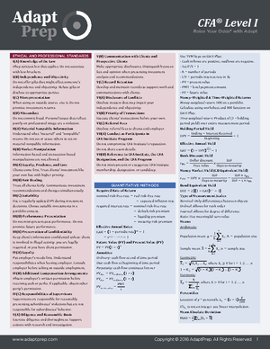 Cfa Level I Formula Sheet 1 Adapt Prep Ethical And Professional Studocu