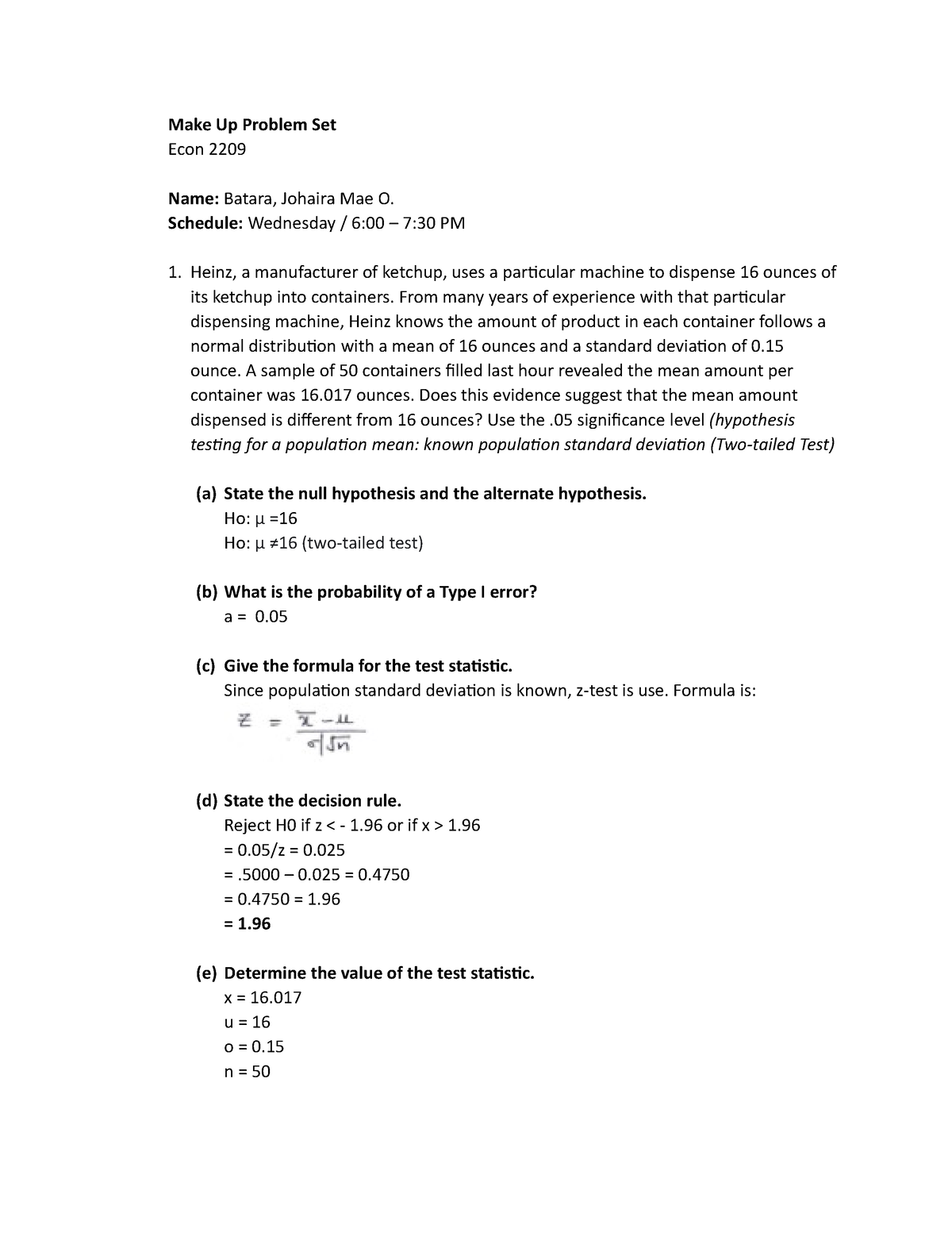 ECON-2209 Make-Up-Problem-Set ( Batara) - Make Up Problem Set Econ 2209  Name: Batara, Johaira Mae O. - Studocu