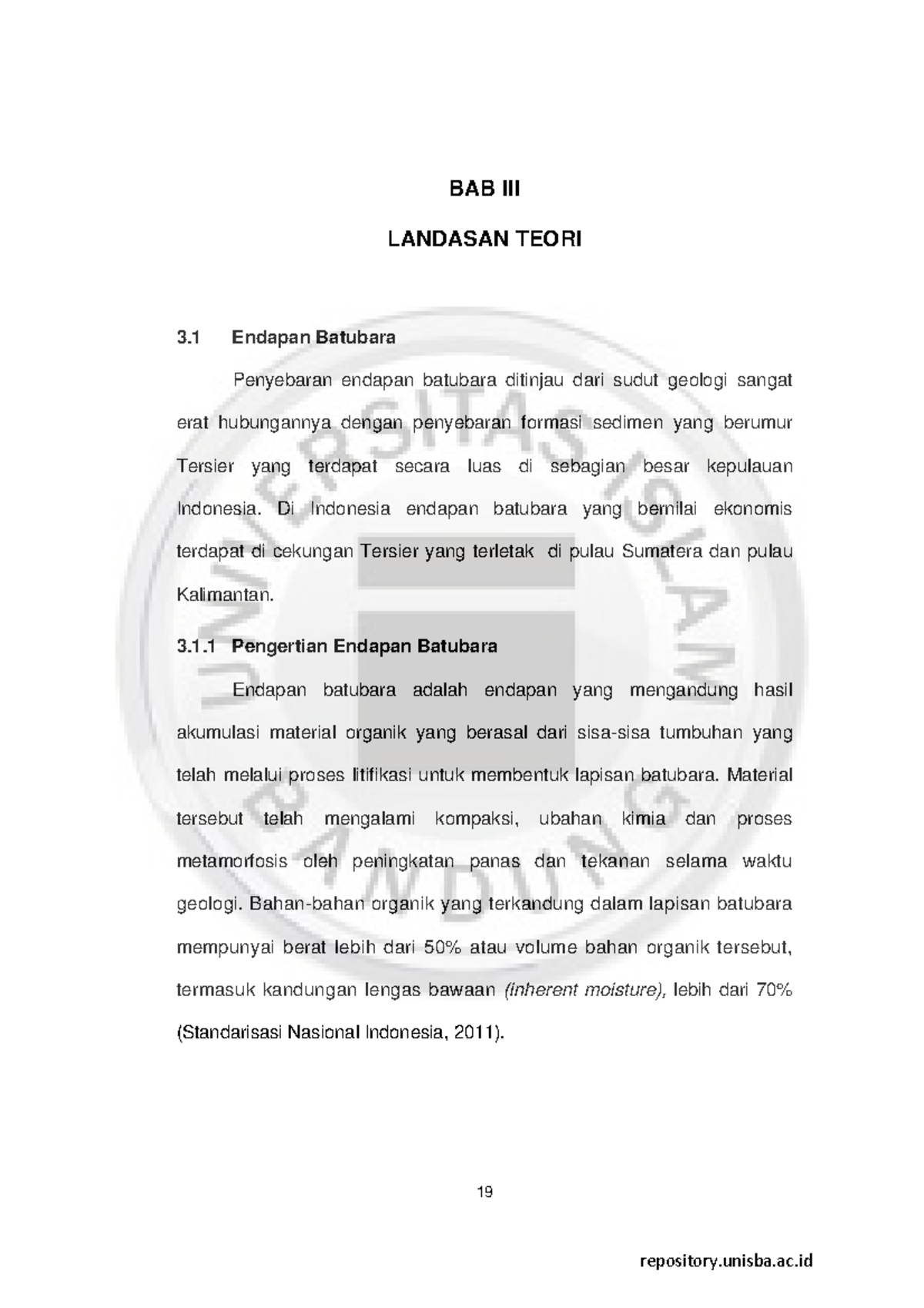 Endapan Batubara - 19 BAB III LANDASAN TEORI 3 Endapan Batubara ...