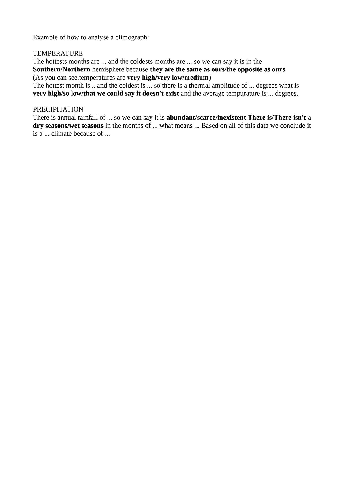 Climates Example Of How To Analyse A Climograph TEMPERATURE The Hottests Months Are And