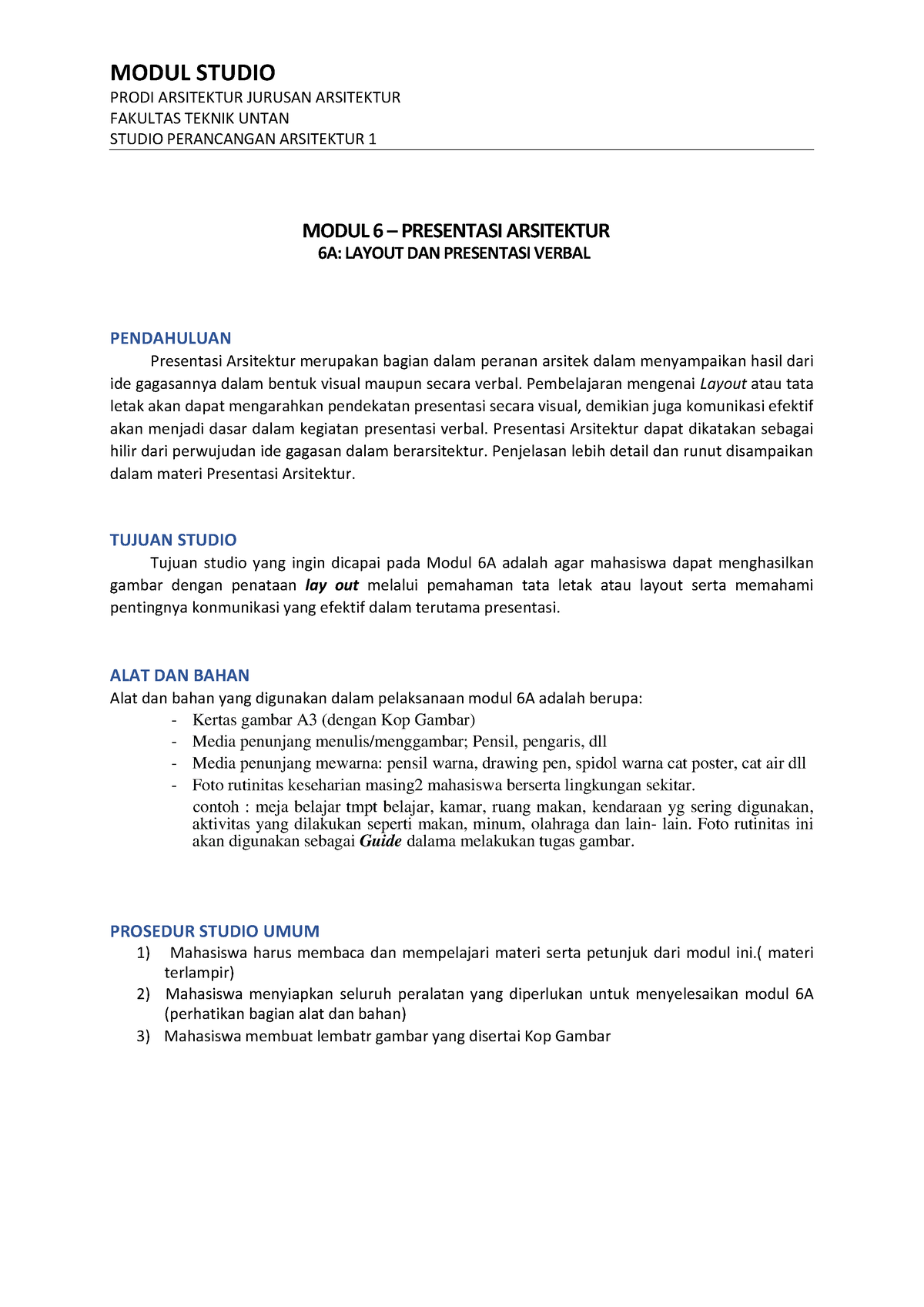 Modul 6A - Presentasi Arsitektur - PRODI ARSITEKTUR JURUSAN ARSITEKTUR ...