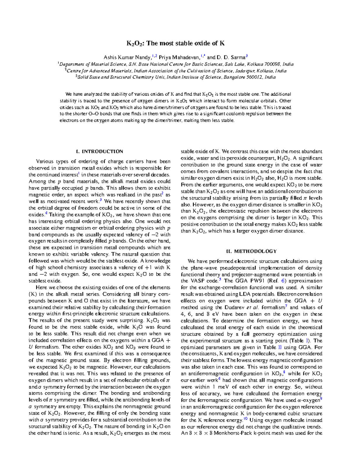 K2O2 The most - Short notes - K 2 O 2 : The most stable oxide of K ...