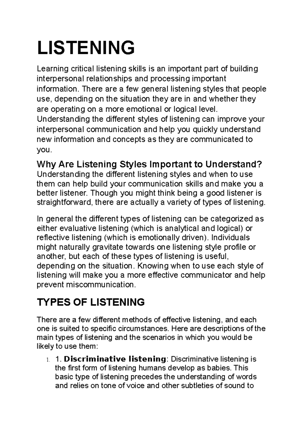 literature review on listening skills