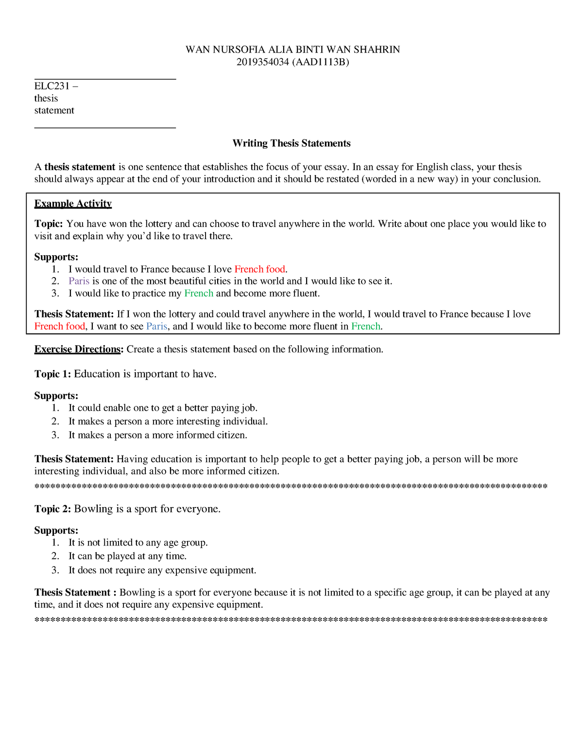 thesis statements for the lottery