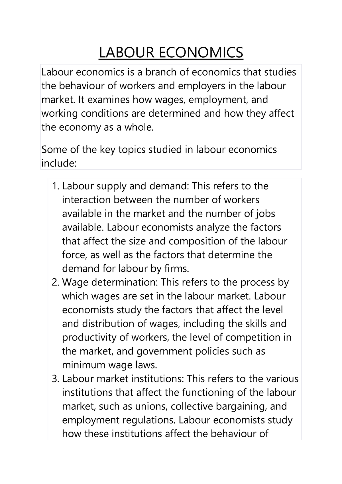 labour economics research papers