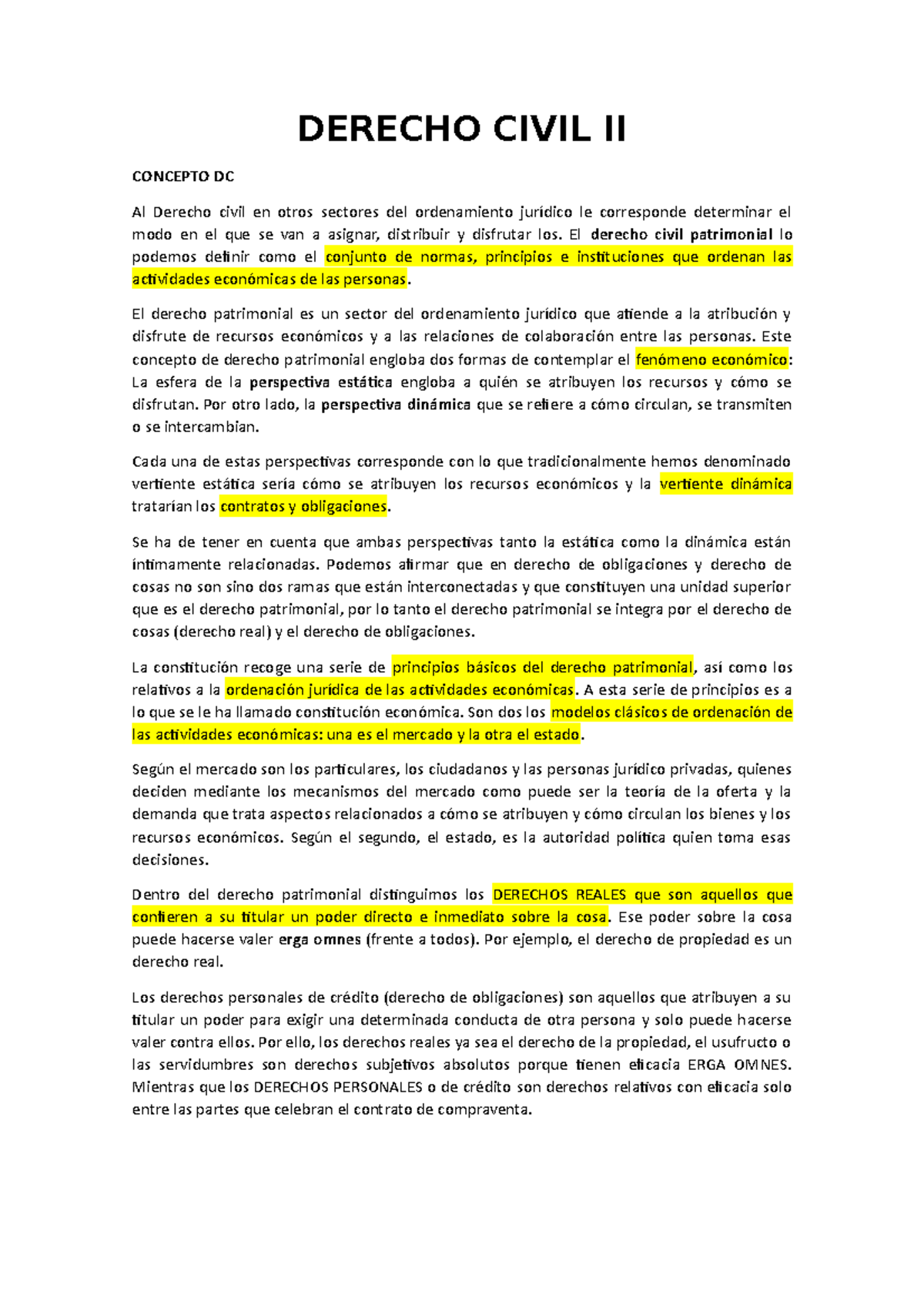 Derecho Civil II Obligaciones - DERECHO CIVIL II ####### CONCEPTO DC Al ...