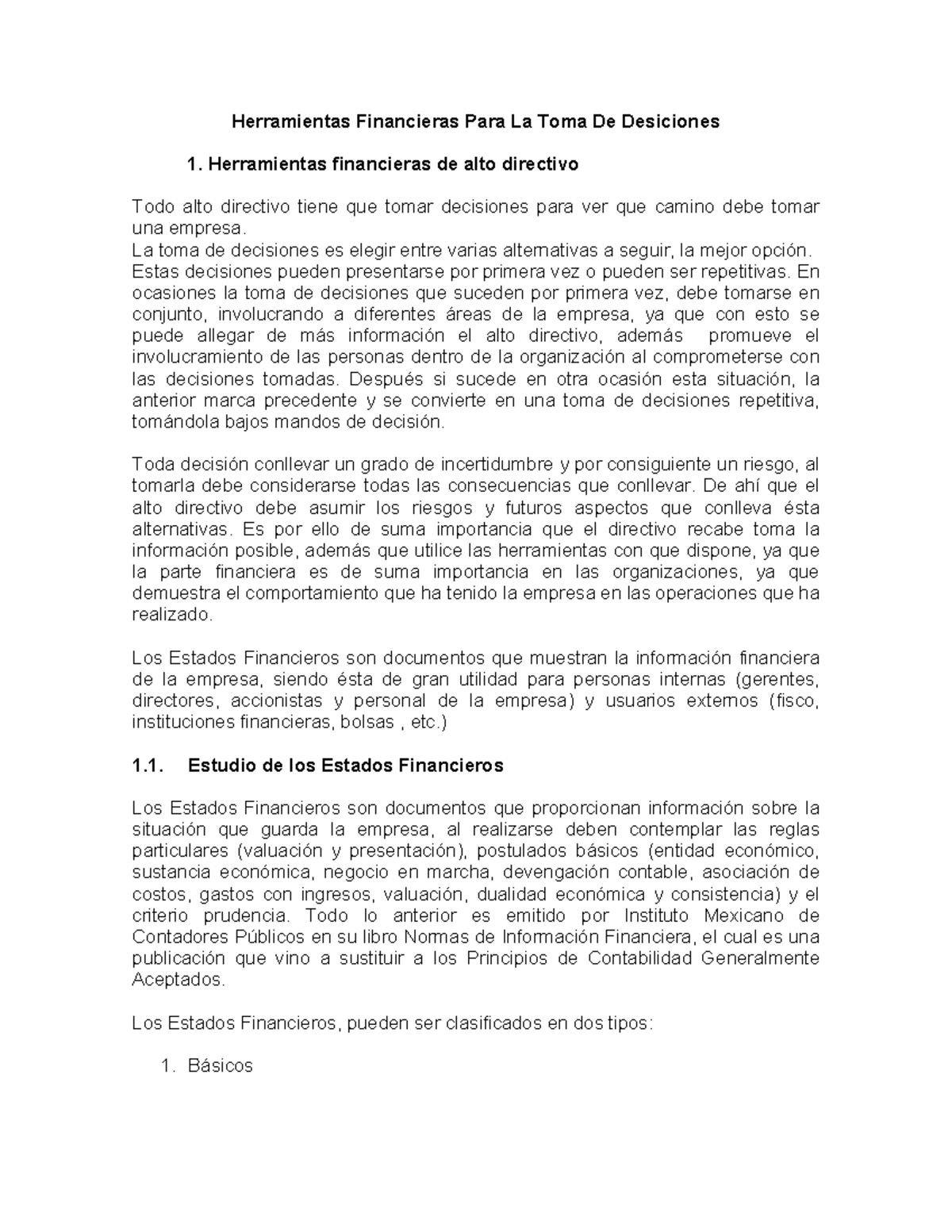 Tema 1 Herramientas Financieras - Herramientas Financieras Para La Toma ...