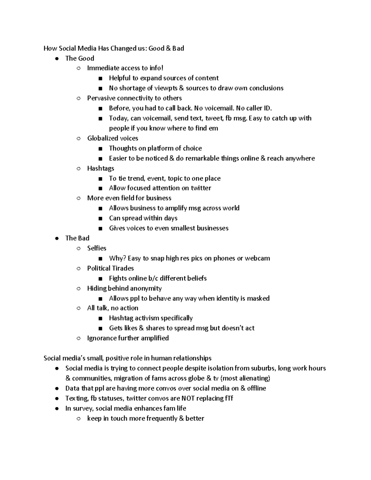 Comm 151 Reading notes for class 14 - How Social Media Has Changed us ...