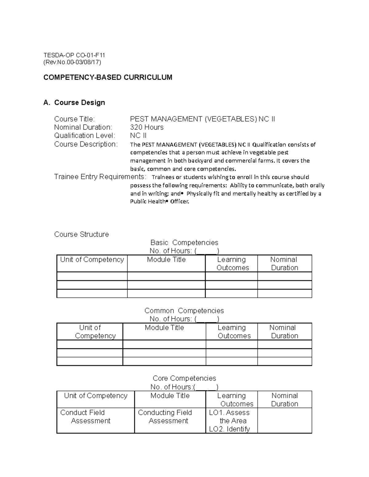 CBC Blank 2020 Forms - TESDA-OP CO-01-F (Rev.No-03/08/17) COMPETENCY ...