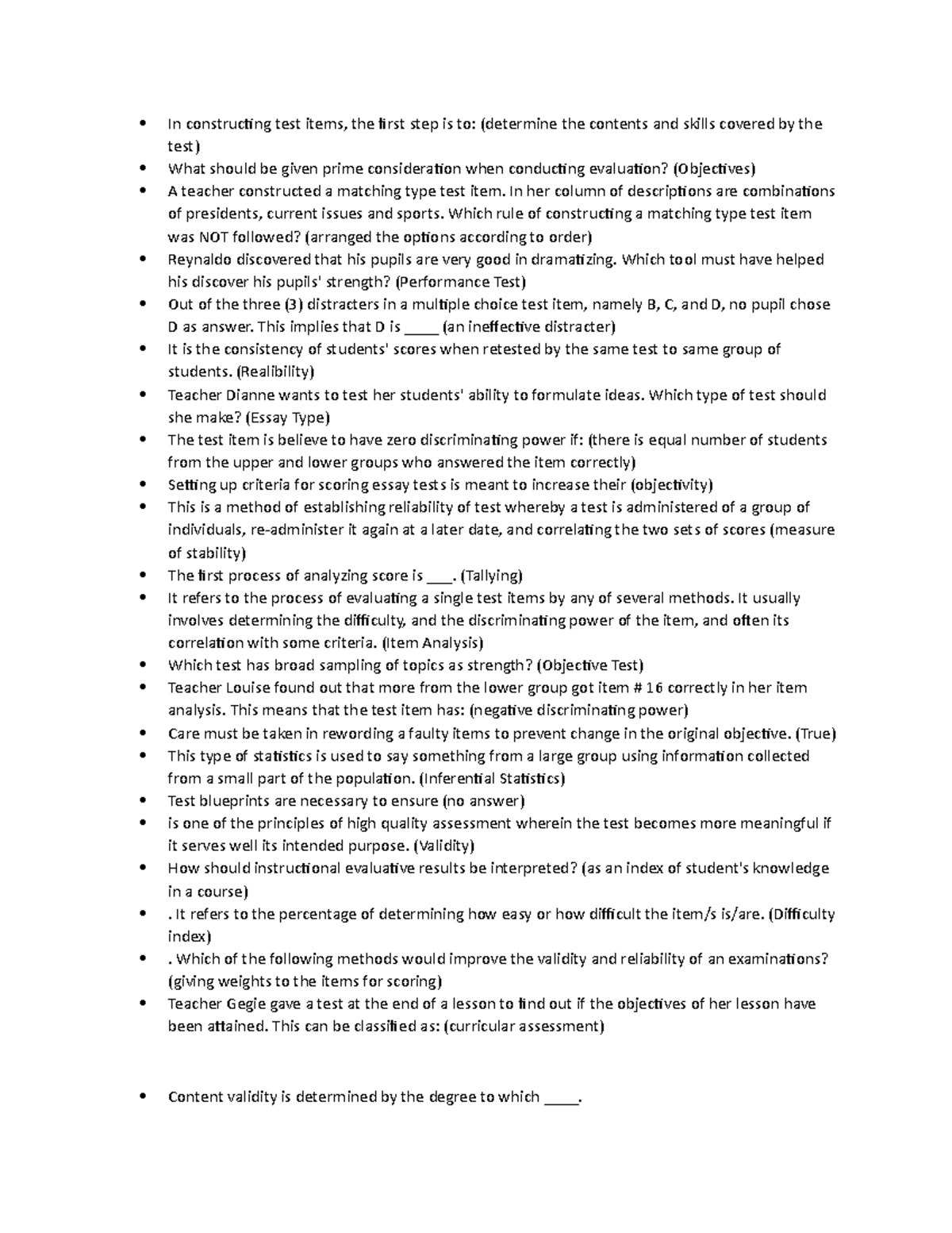 EDUC 107 - This is a practice materials questions for exams and answers ...