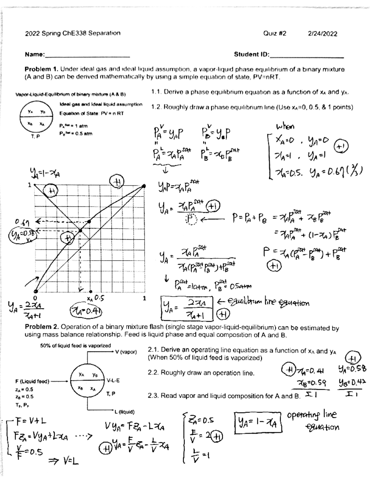Separations practice problem Quiz 2 Solution CH E338 Studocu