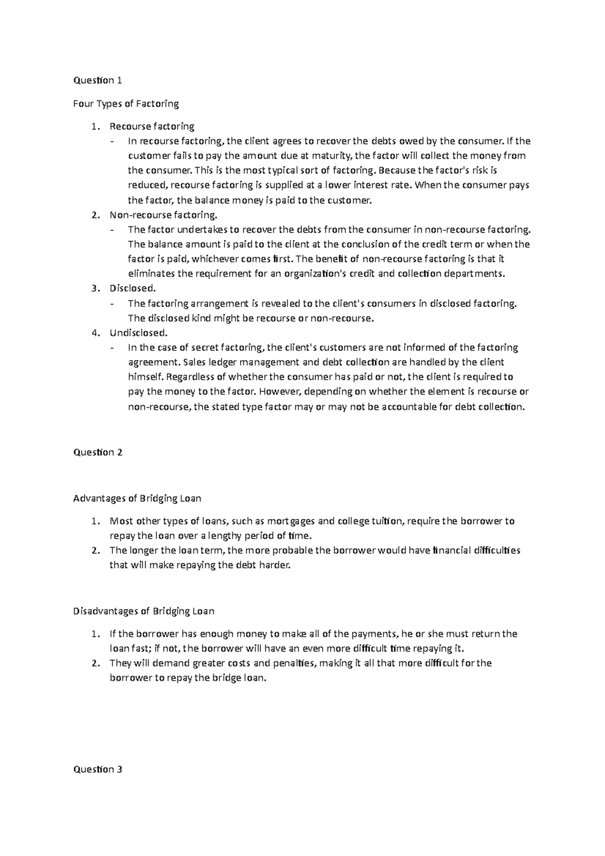Question 1 - Lecture notes 1 - Question 1 Four Types of Factoring ...