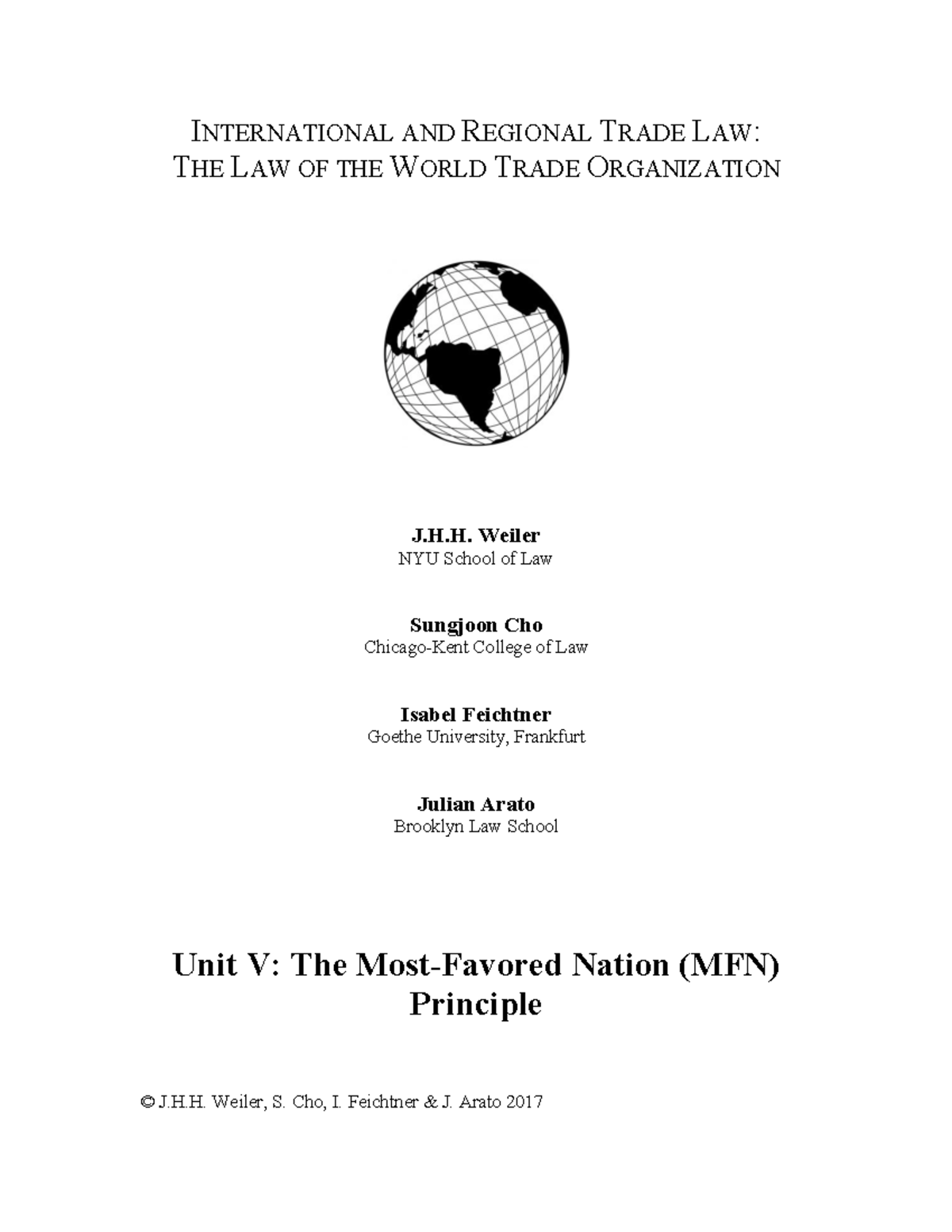 NYU WTO MFN 2017 editon NYUWTOMFN2017 INTERNATIONAL AND REGIONAL