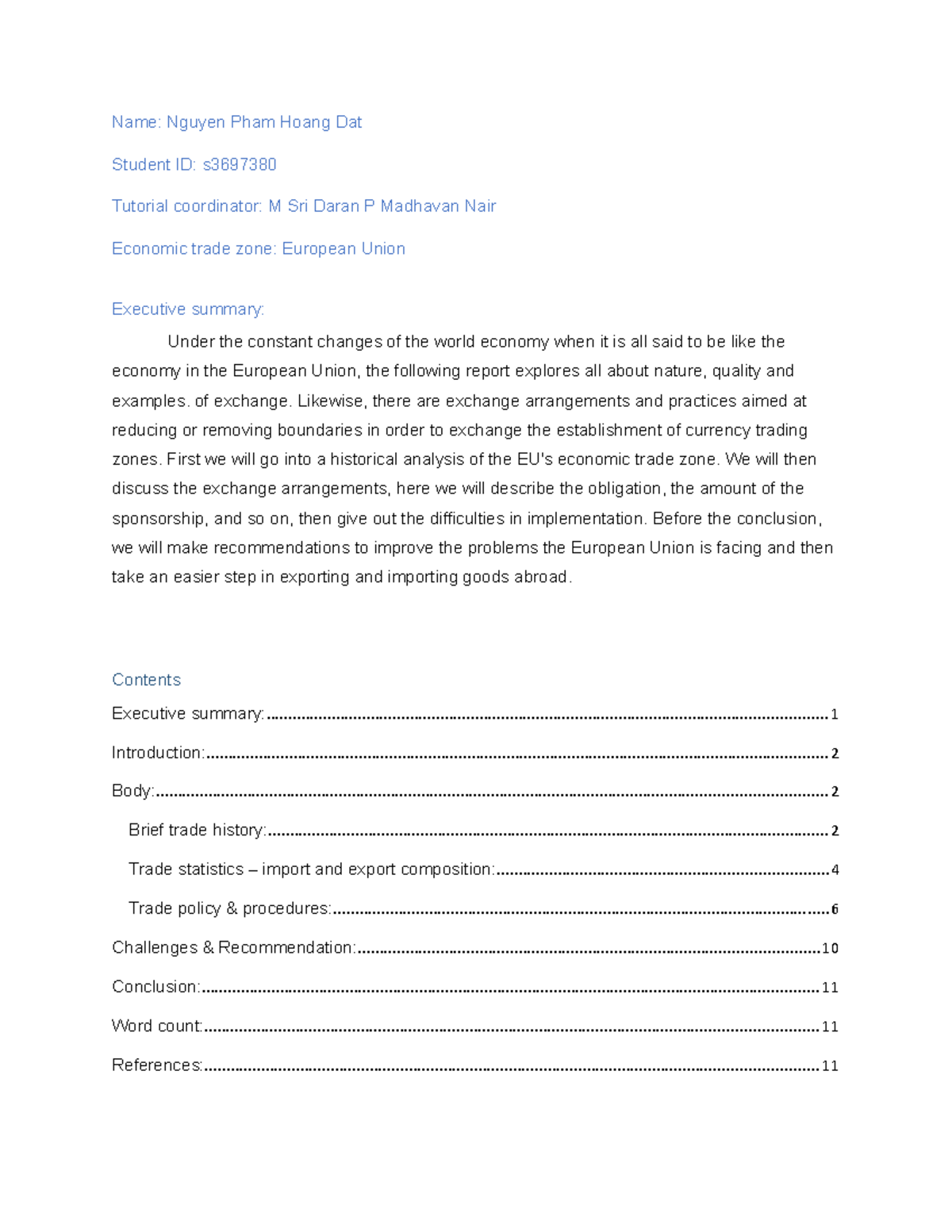 Global trade assignment 1 - Name: Nguyen Pham Hoang Dat Student ID: s ...