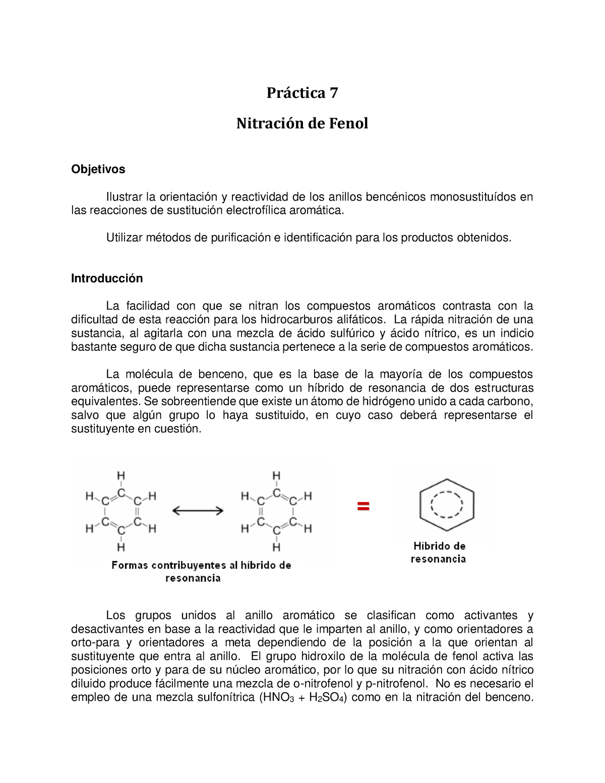 nitracion de clorobenceno