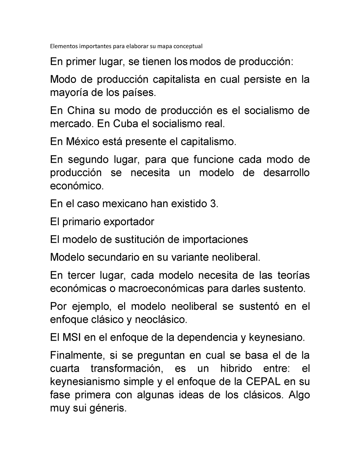 Elementos importantes para elaborar su mapa conceptual - En China su modo  de producción es el - Studocu