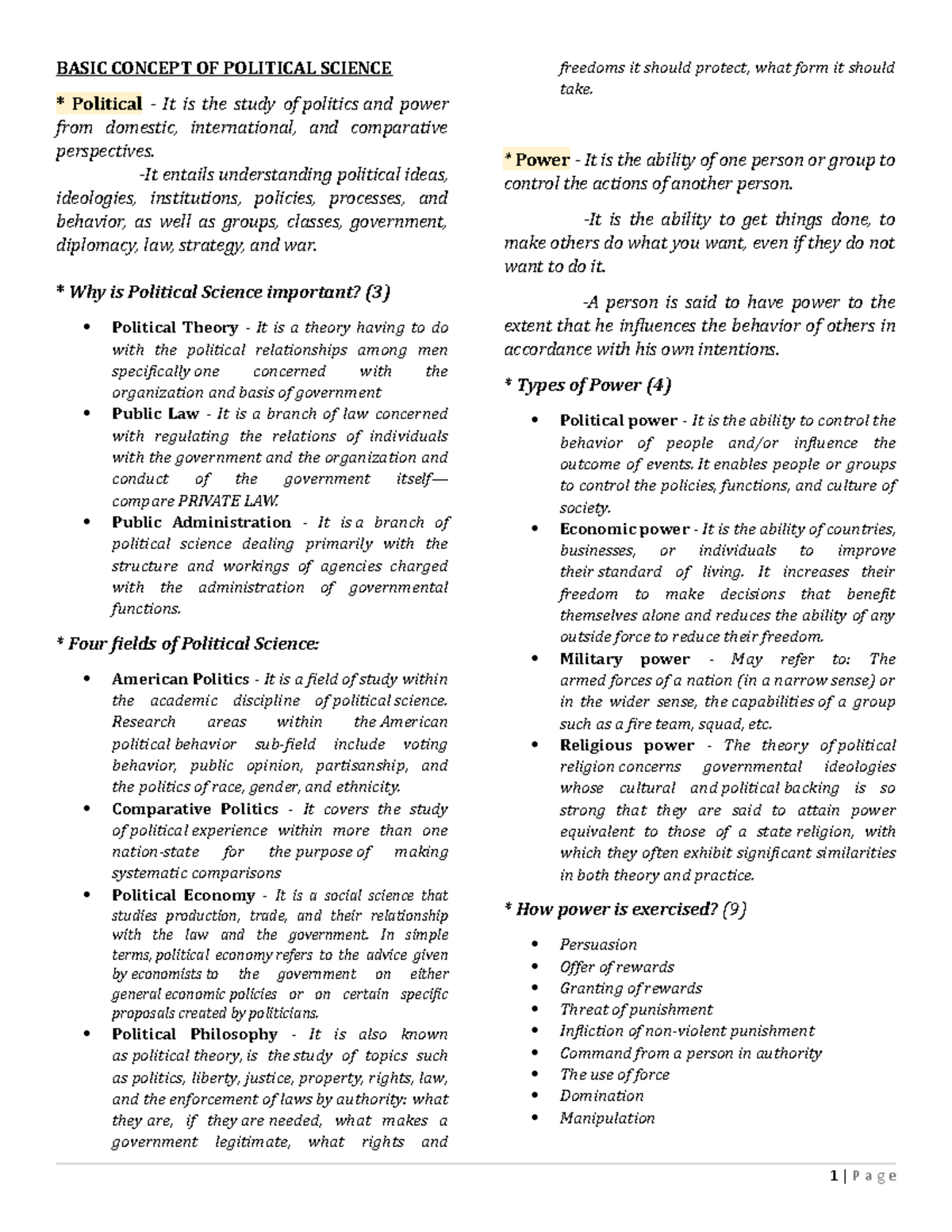 Politics, Governance and Citizenship Reviewer - BASIC CONCEPT OF ...