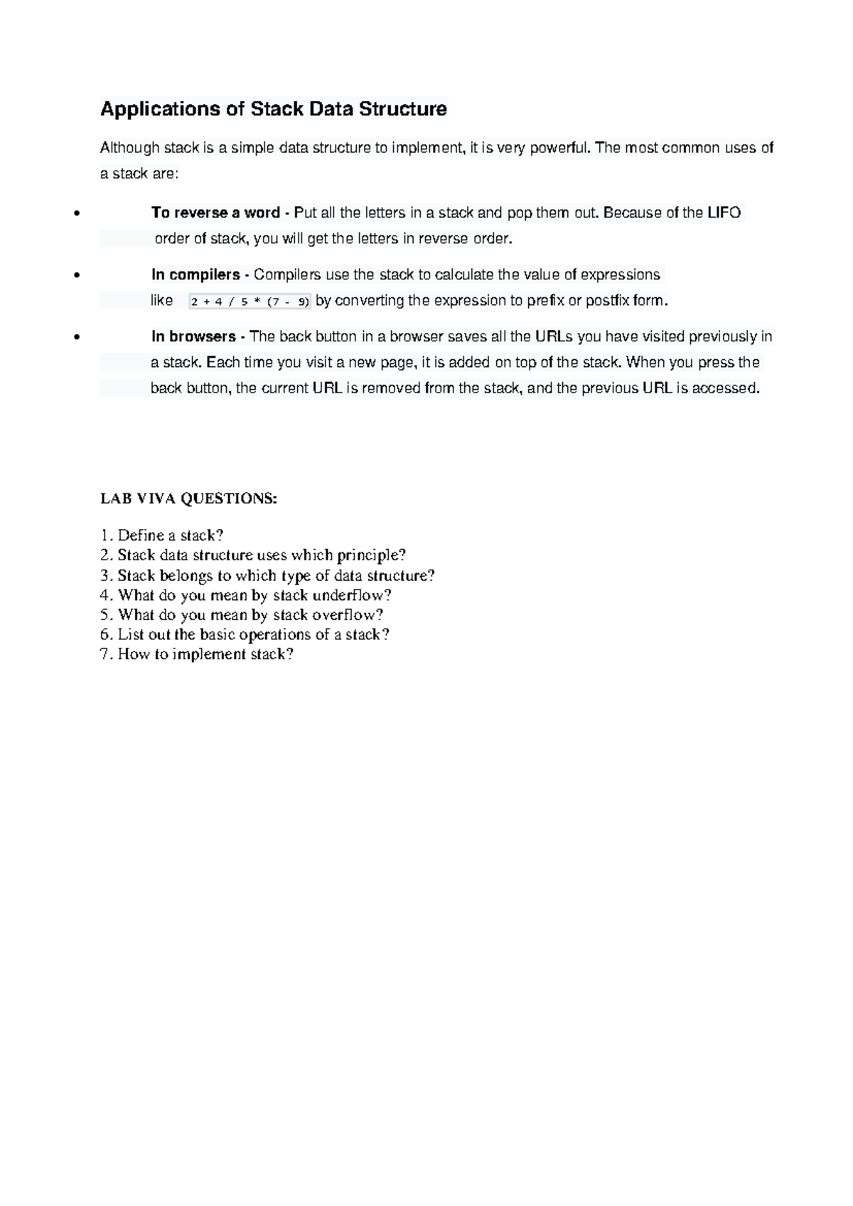 DS PEN1-pages-3 - ADS - Applications of Stack Data Structure Although ...