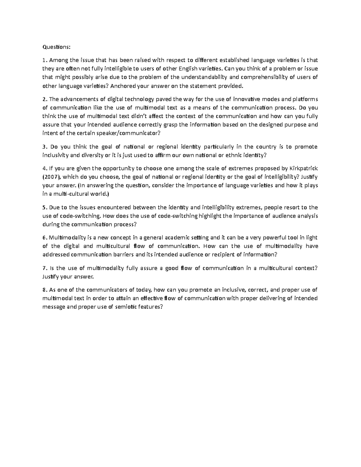 Sample Questions - Questions: Among the issue that has been raised with ...