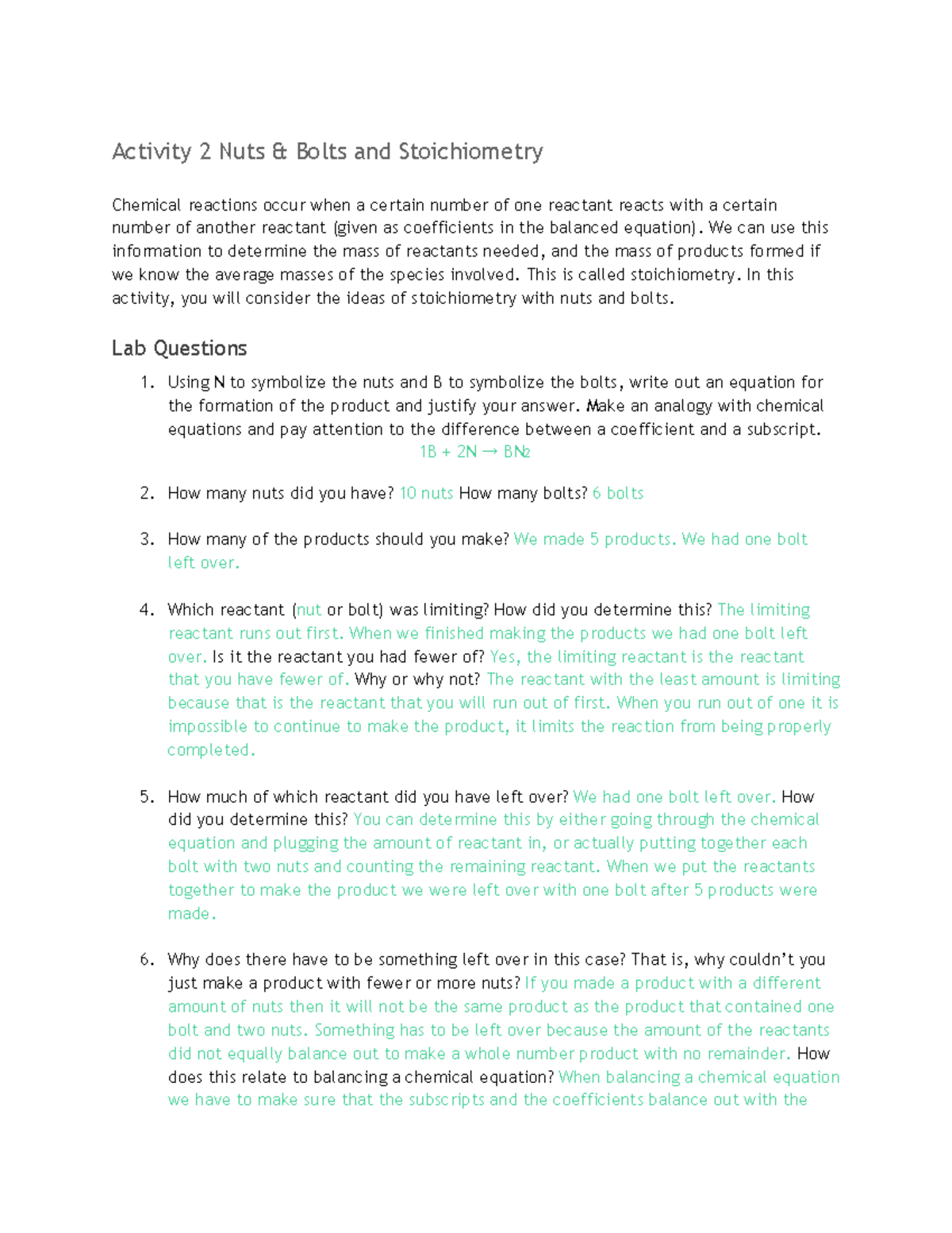 Activity 2 which is basically lab 2 Activity 2 Nuts & Bolts and