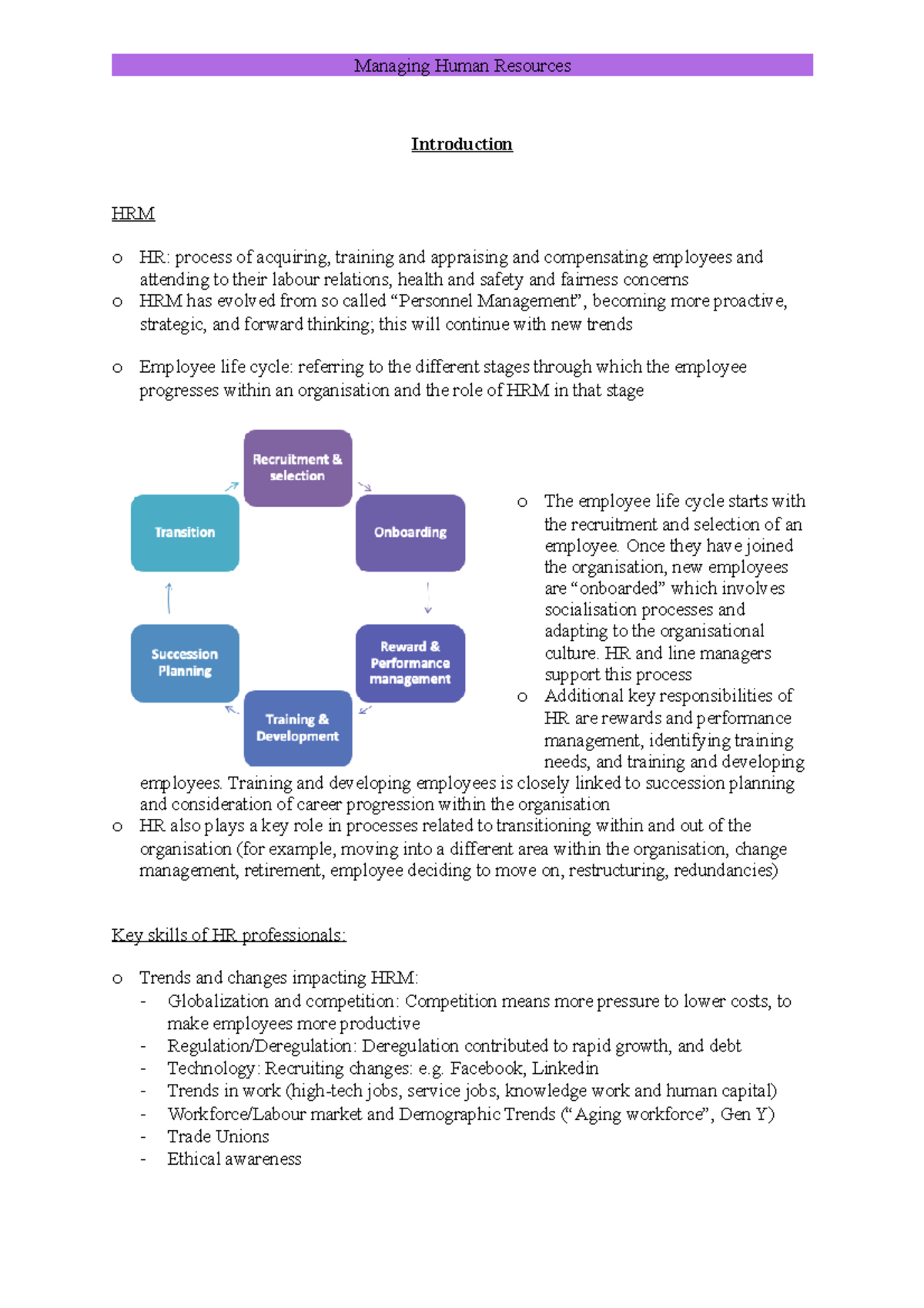 Introduction to MHR - Introduction HRM o HR: process of acquiring ...